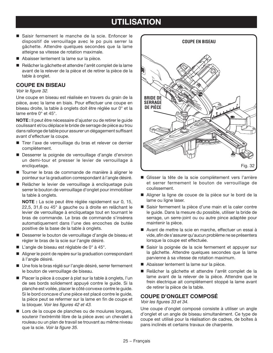 Utilisation | Ryobi TSS120L User Manual | Page 59 / 104