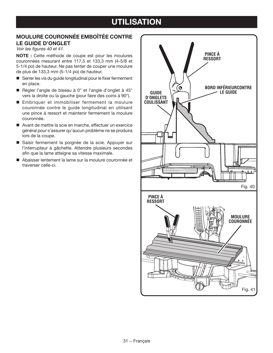 Utilisation | Ryobi TSS120L User Manual | Page 65 / 104