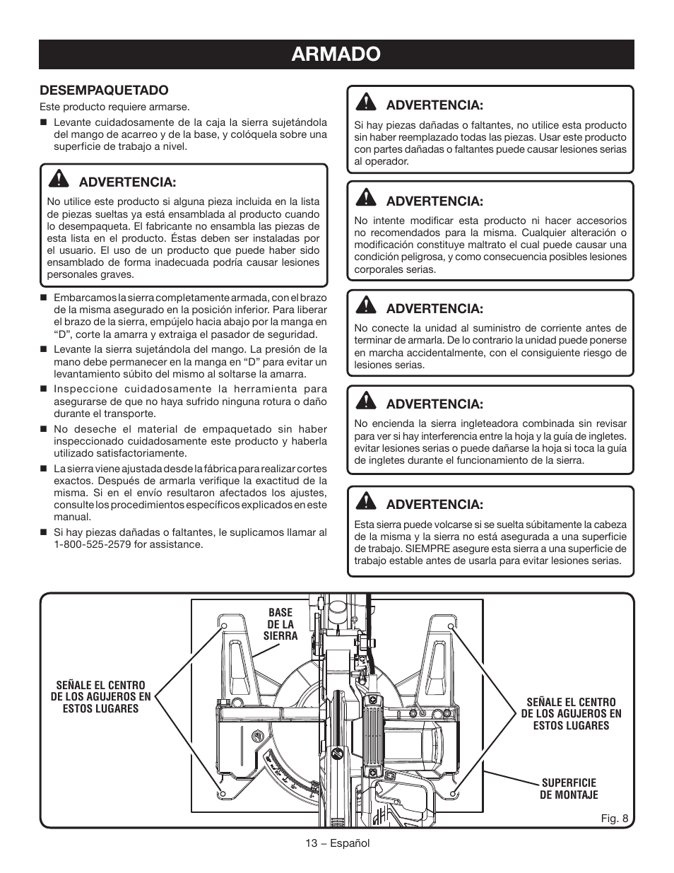 Armado | Ryobi TSS120L User Manual | Page 81 / 104