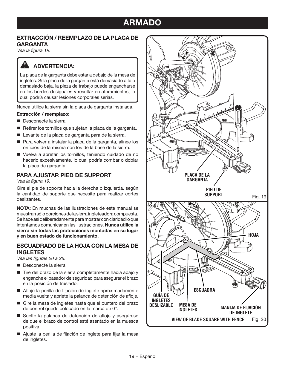 Armado | Ryobi TSS120L User Manual | Page 87 / 104