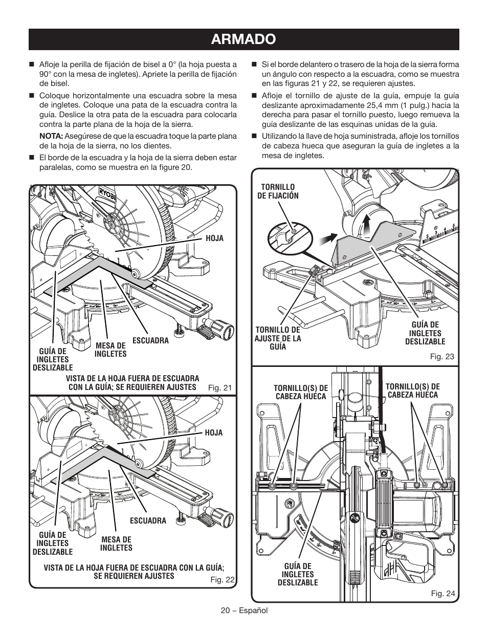 Armado | Ryobi TSS120L User Manual | Page 88 / 104