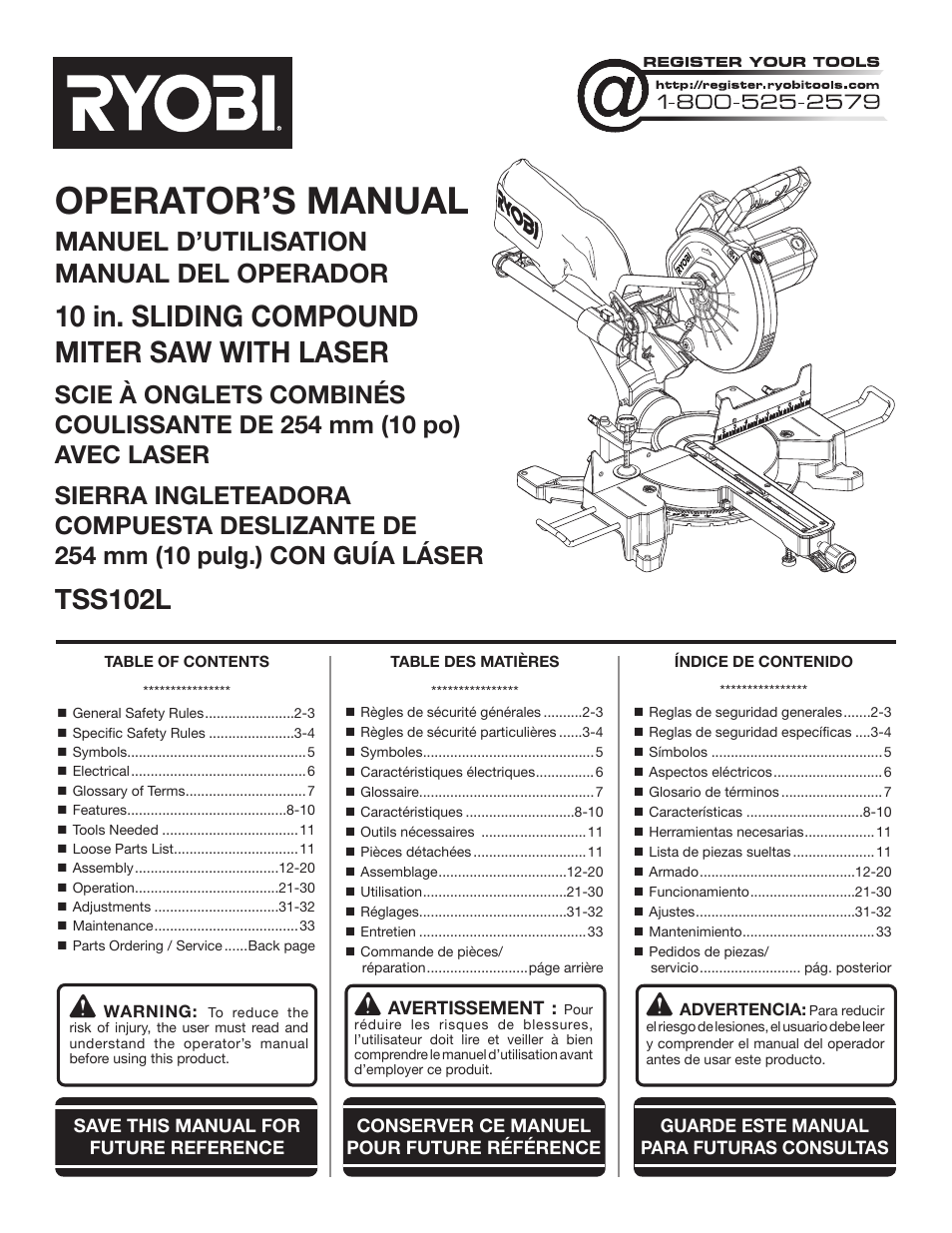 Ryobi TSS102L User Manual | 100 pages