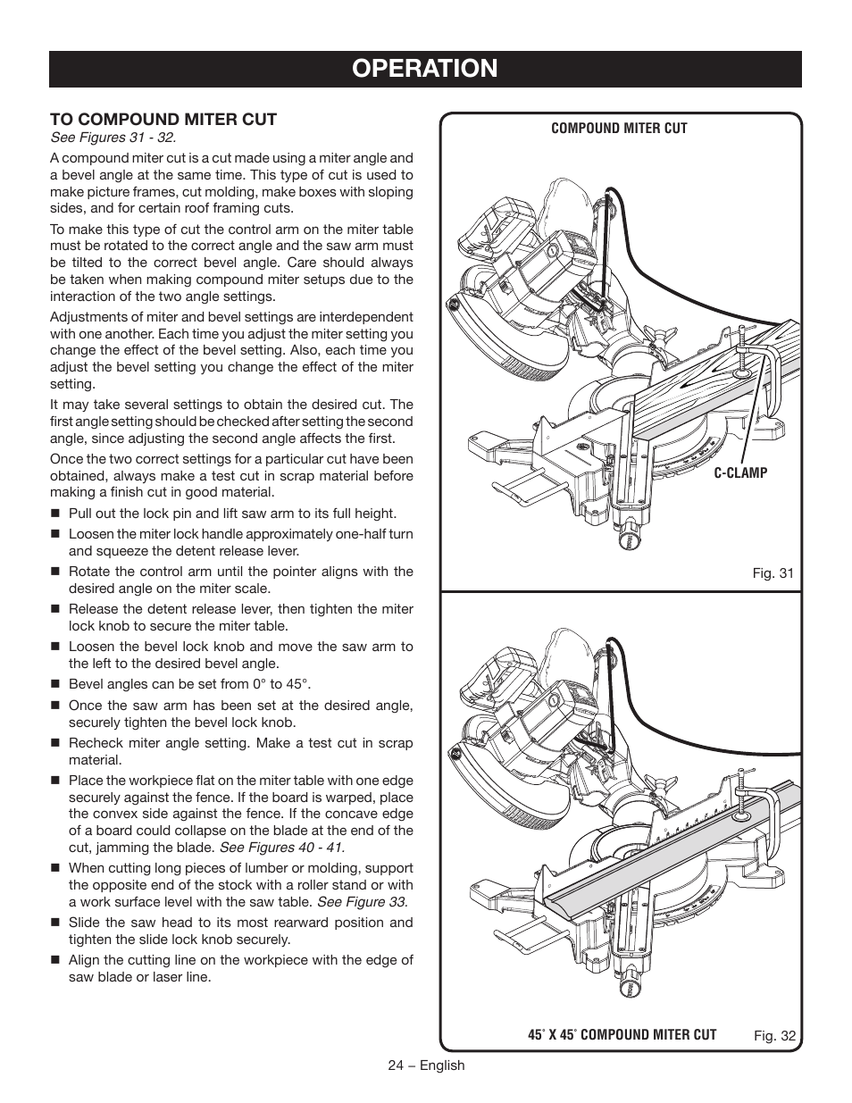 Operation | Ryobi TSS102L User Manual | Page 24 / 100