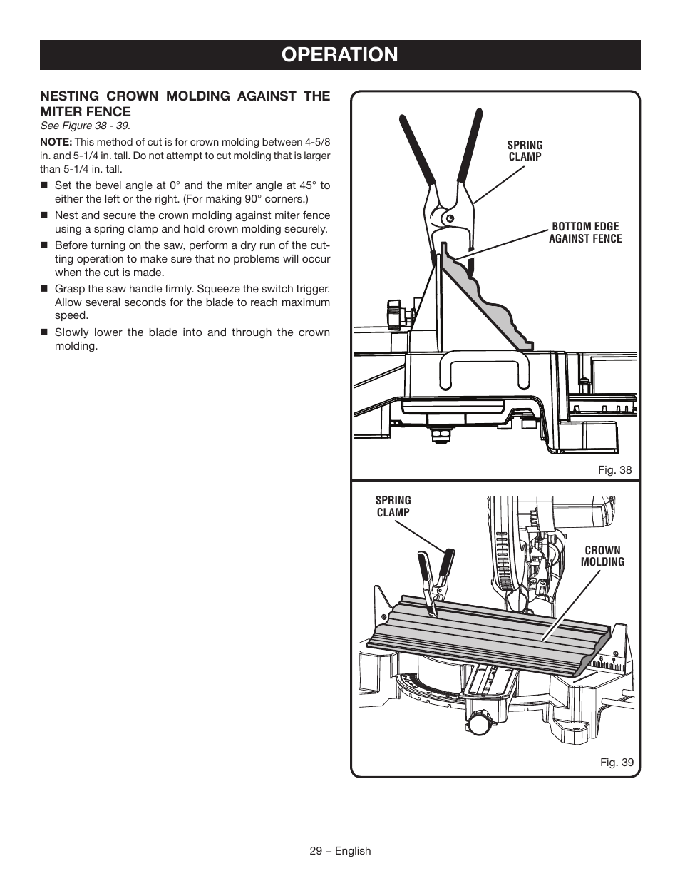 Operation | Ryobi TSS102L User Manual | Page 29 / 100