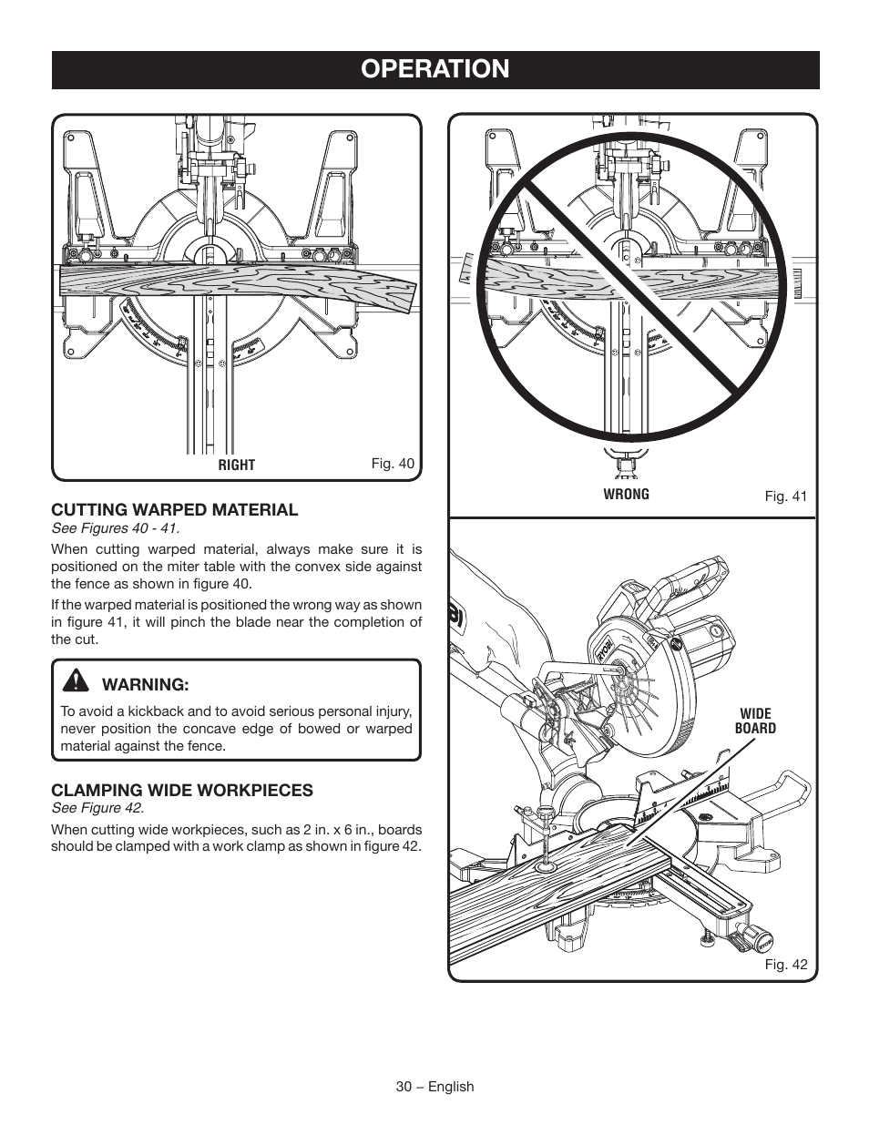Operation | Ryobi TSS102L User Manual | Page 30 / 100