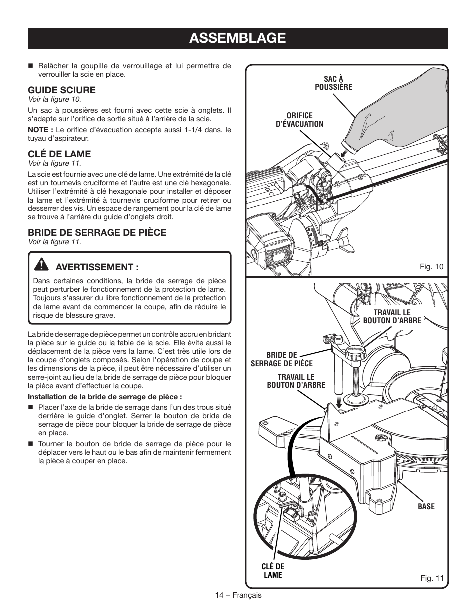 Assemblage | Ryobi TSS102L User Manual | Page 46 / 100