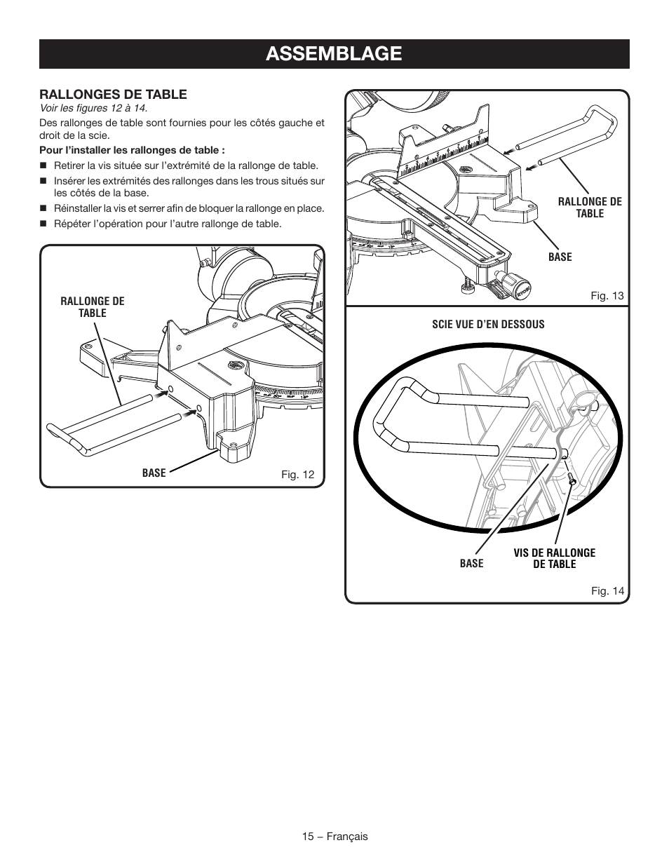Assemblage | Ryobi TSS102L User Manual | Page 47 / 100