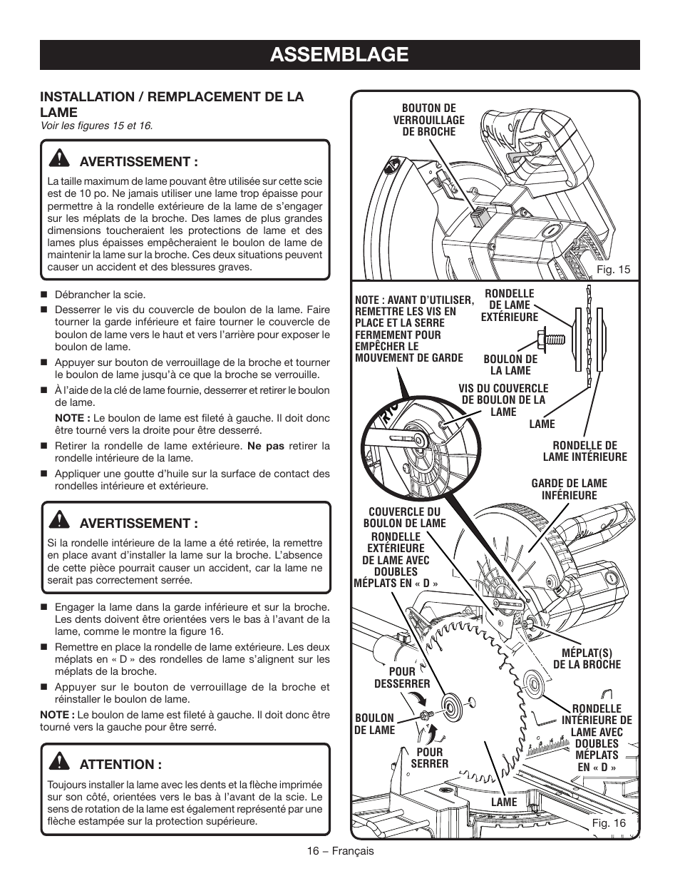 Assemblage | Ryobi TSS102L User Manual | Page 48 / 100