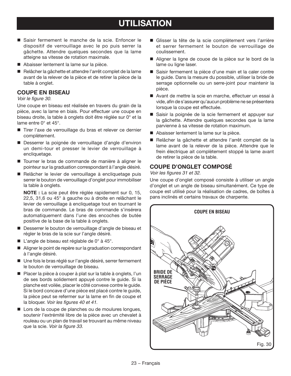 Utilisation | Ryobi TSS102L User Manual | Page 55 / 100