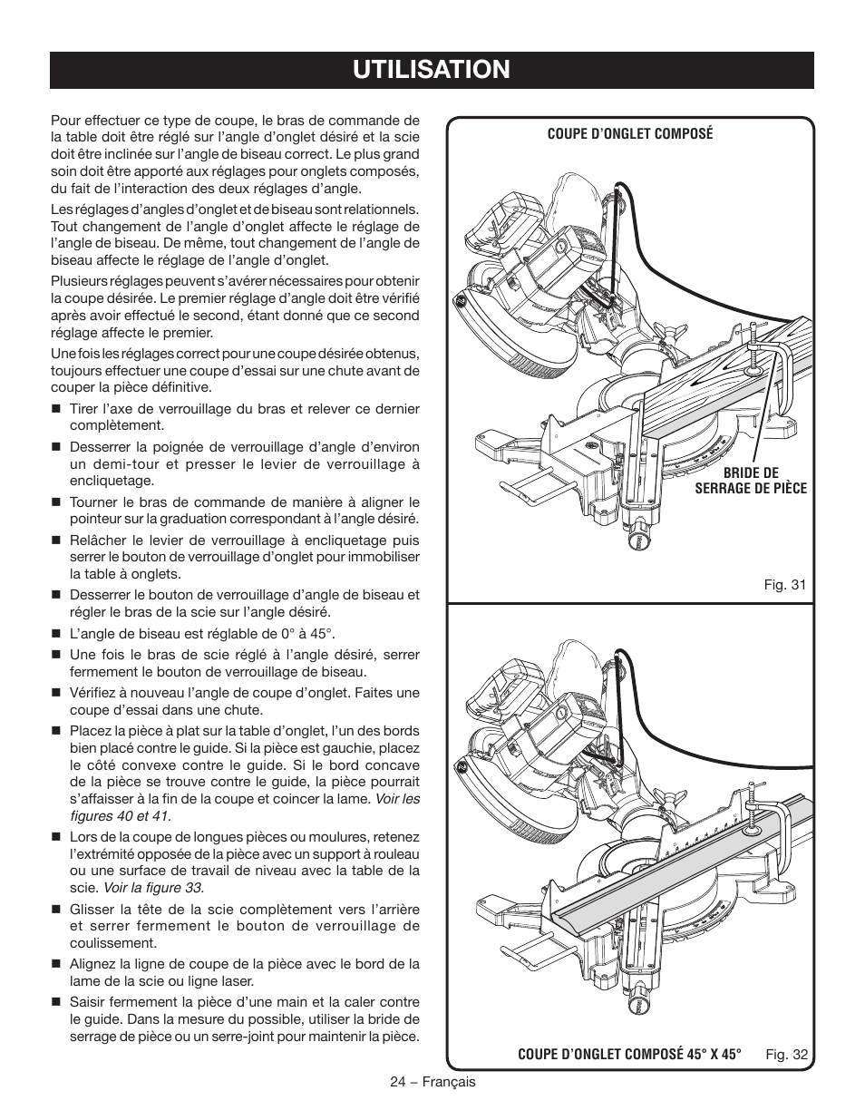 Utilisation | Ryobi TSS102L User Manual | Page 56 / 100