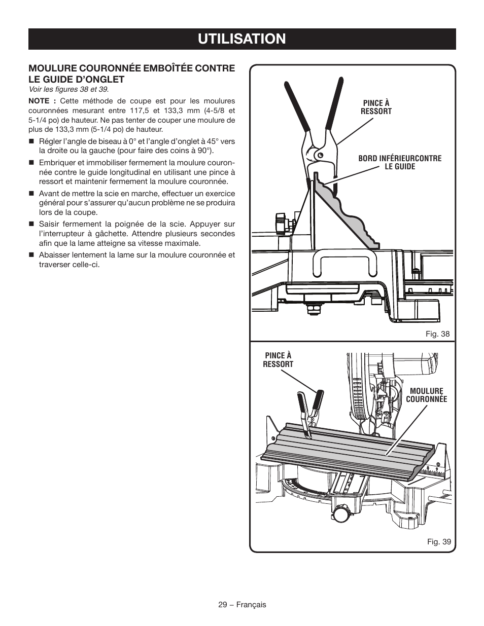 Utilisation | Ryobi TSS102L User Manual | Page 61 / 100