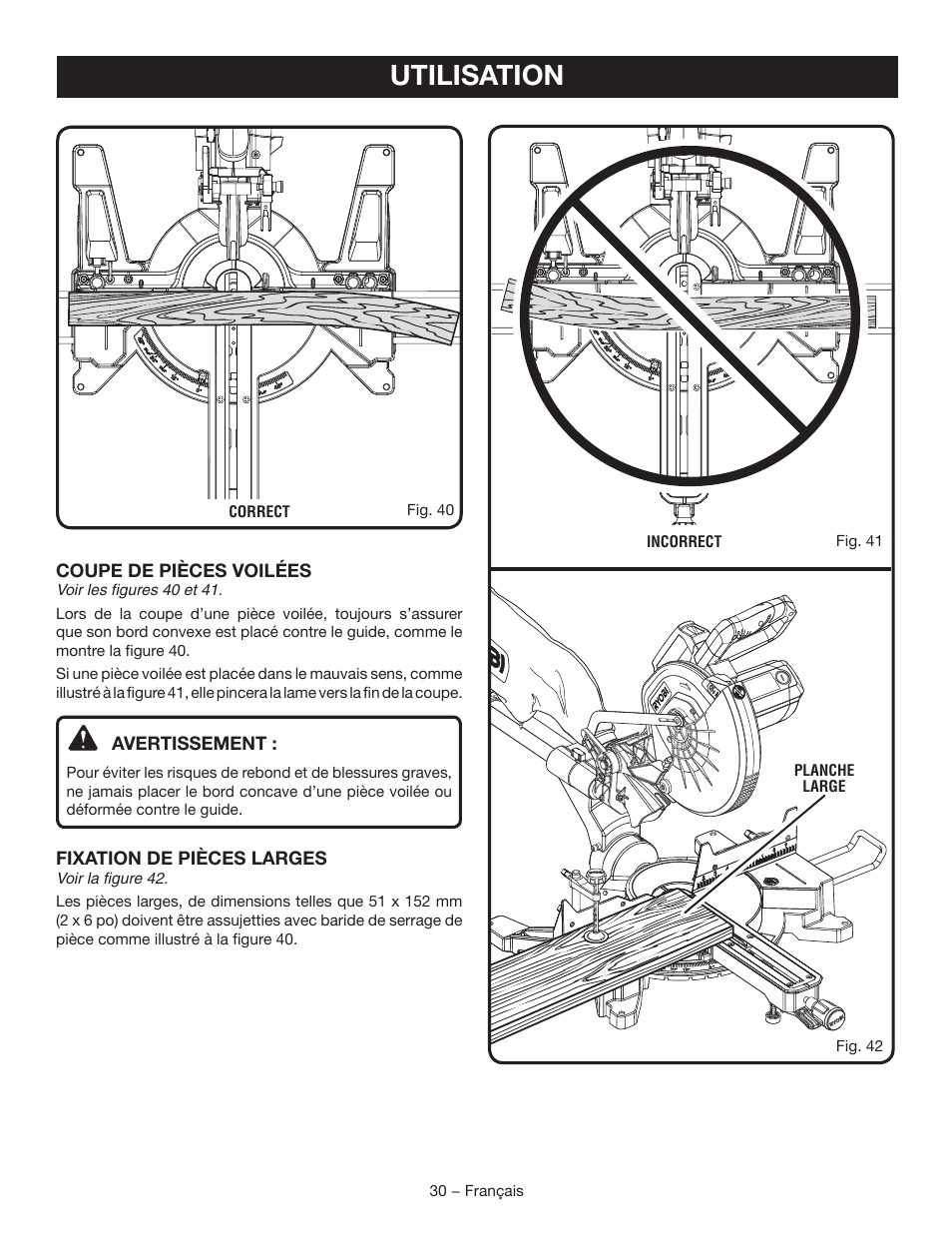 Utilisation | Ryobi TSS102L User Manual | Page 62 / 100