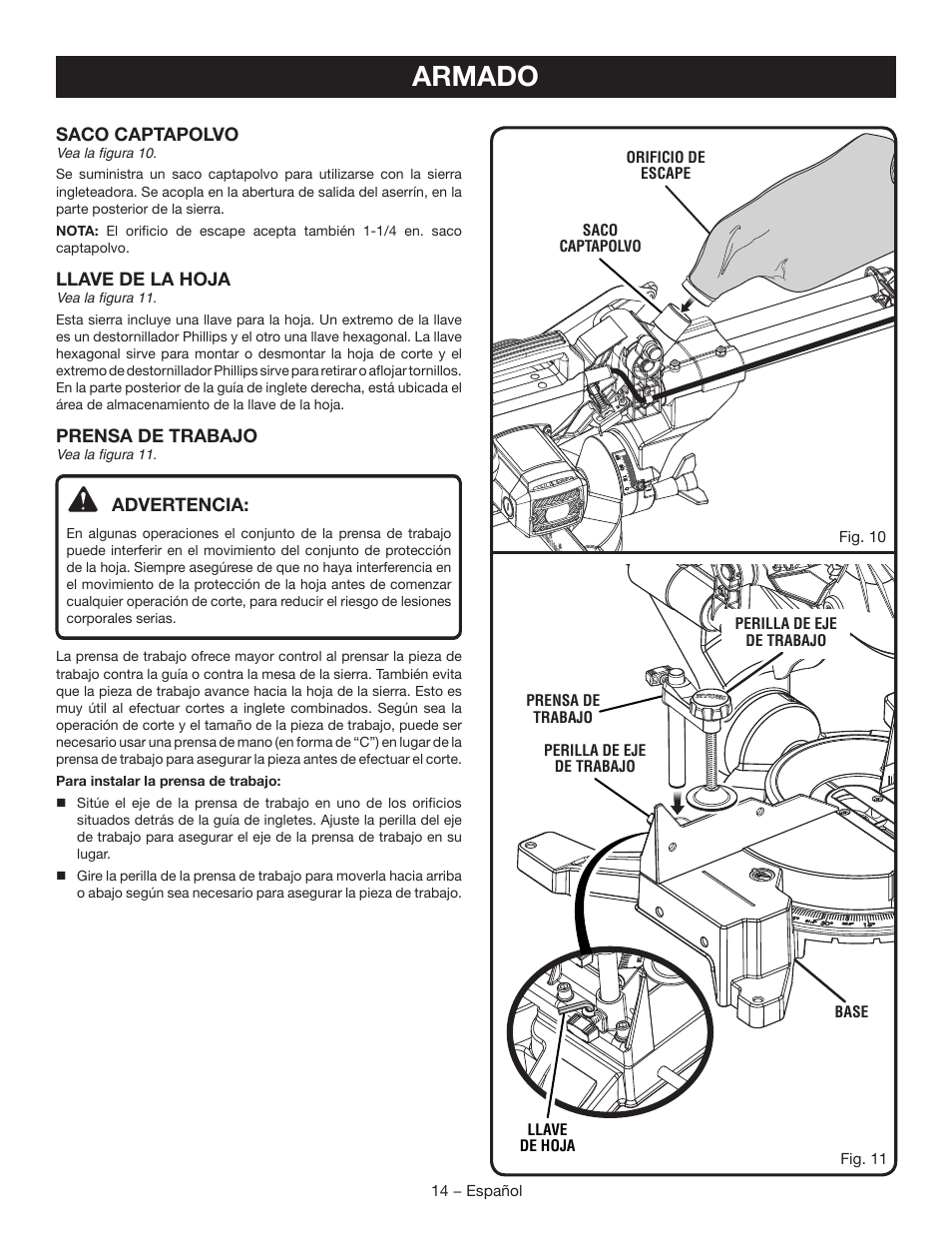 Armado | Ryobi TSS102L User Manual | Page 78 / 100