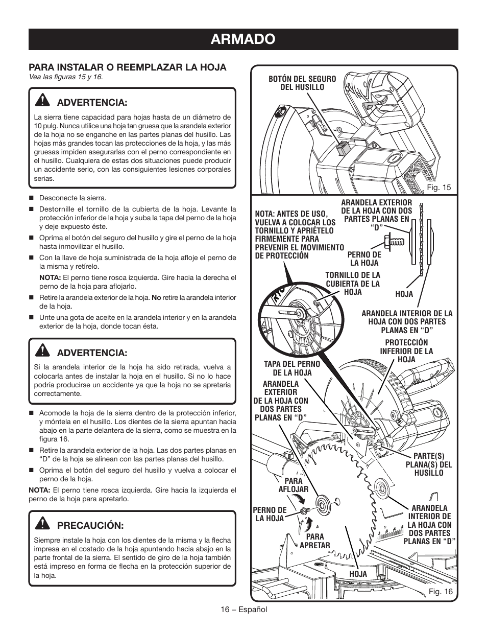 Armado | Ryobi TSS102L User Manual | Page 80 / 100