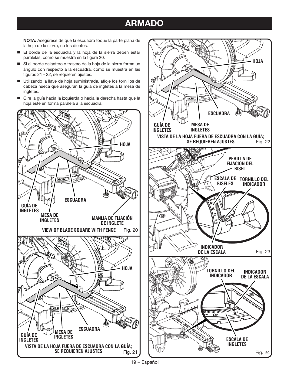 Armado | Ryobi TSS102L User Manual | Page 83 / 100