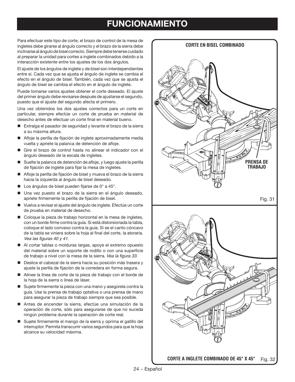 Funcionamiento | Ryobi TSS102L User Manual | Page 88 / 100