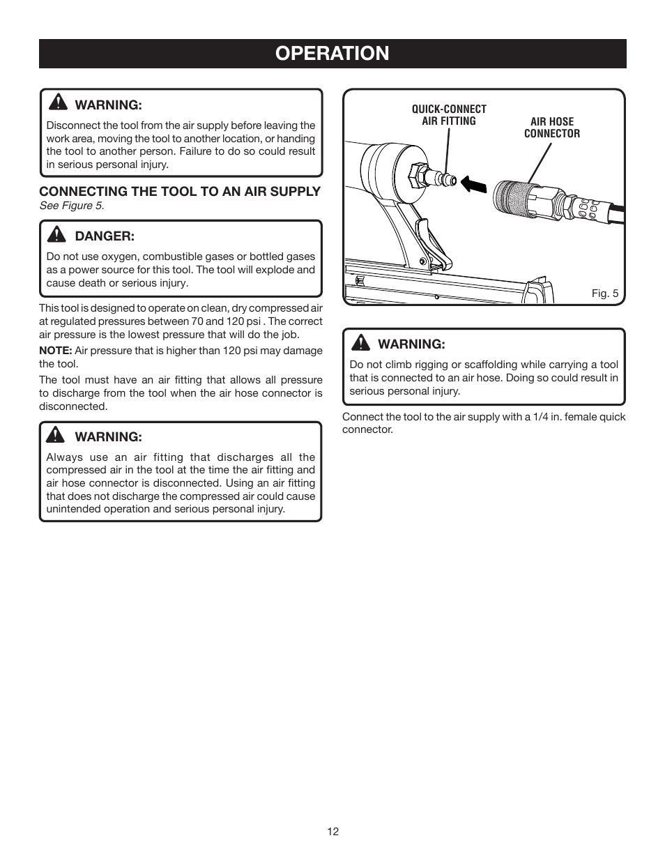 Operation | Ryobi YN200BN User Manual | Page 12 / 20