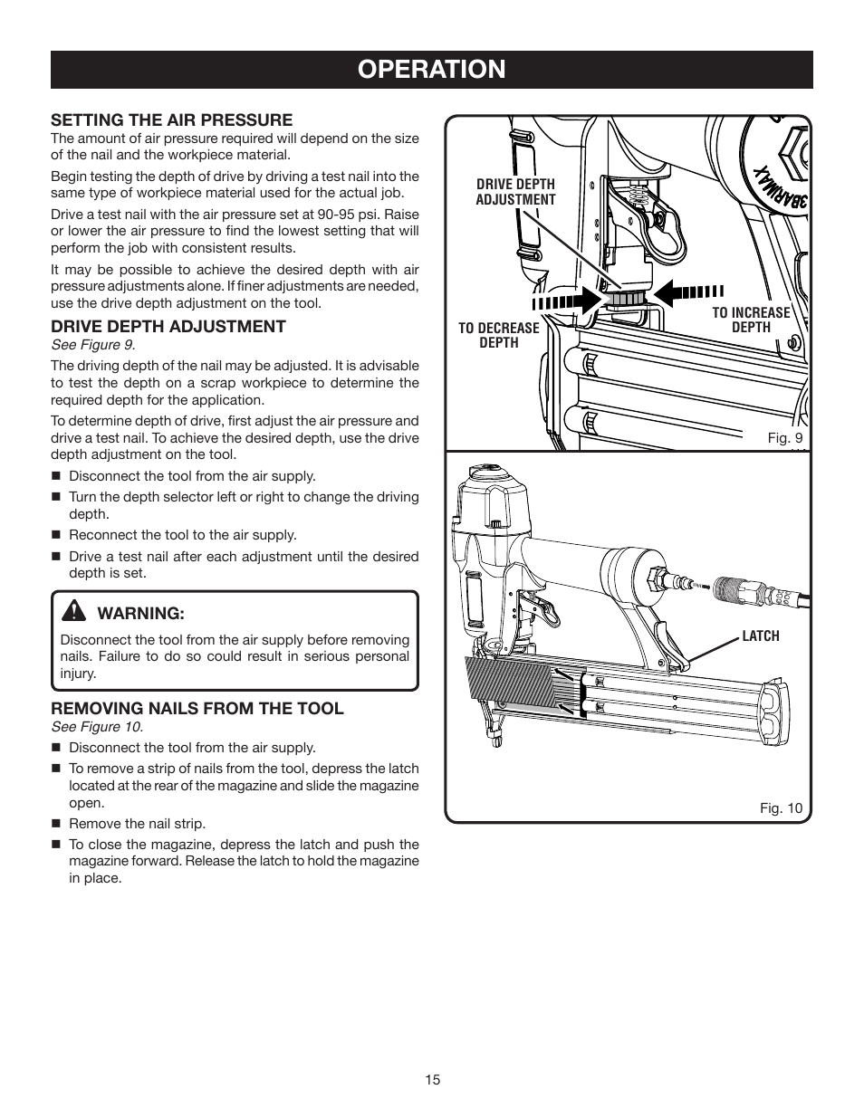 Operation | Ryobi YN200BN User Manual | Page 15 / 20