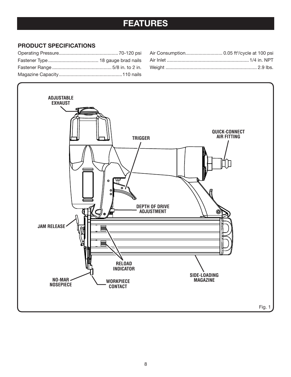 Features | Ryobi YN200BN User Manual | Page 8 / 20