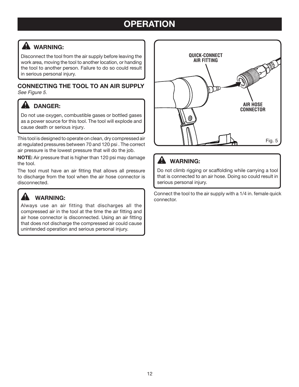 Operation | Ryobi YN250FS User Manual | Page 12 / 20