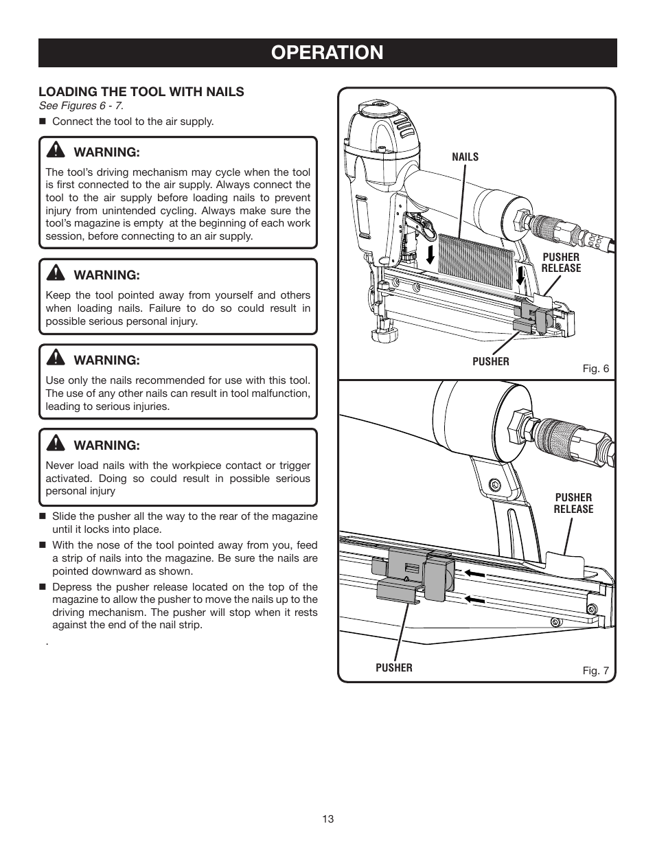 Operation | Ryobi YN250FS User Manual | Page 13 / 20