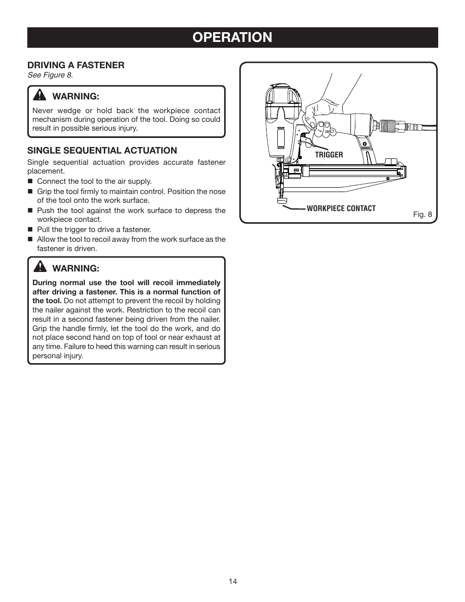 Operation | Ryobi YN250FS User Manual | Page 14 / 20