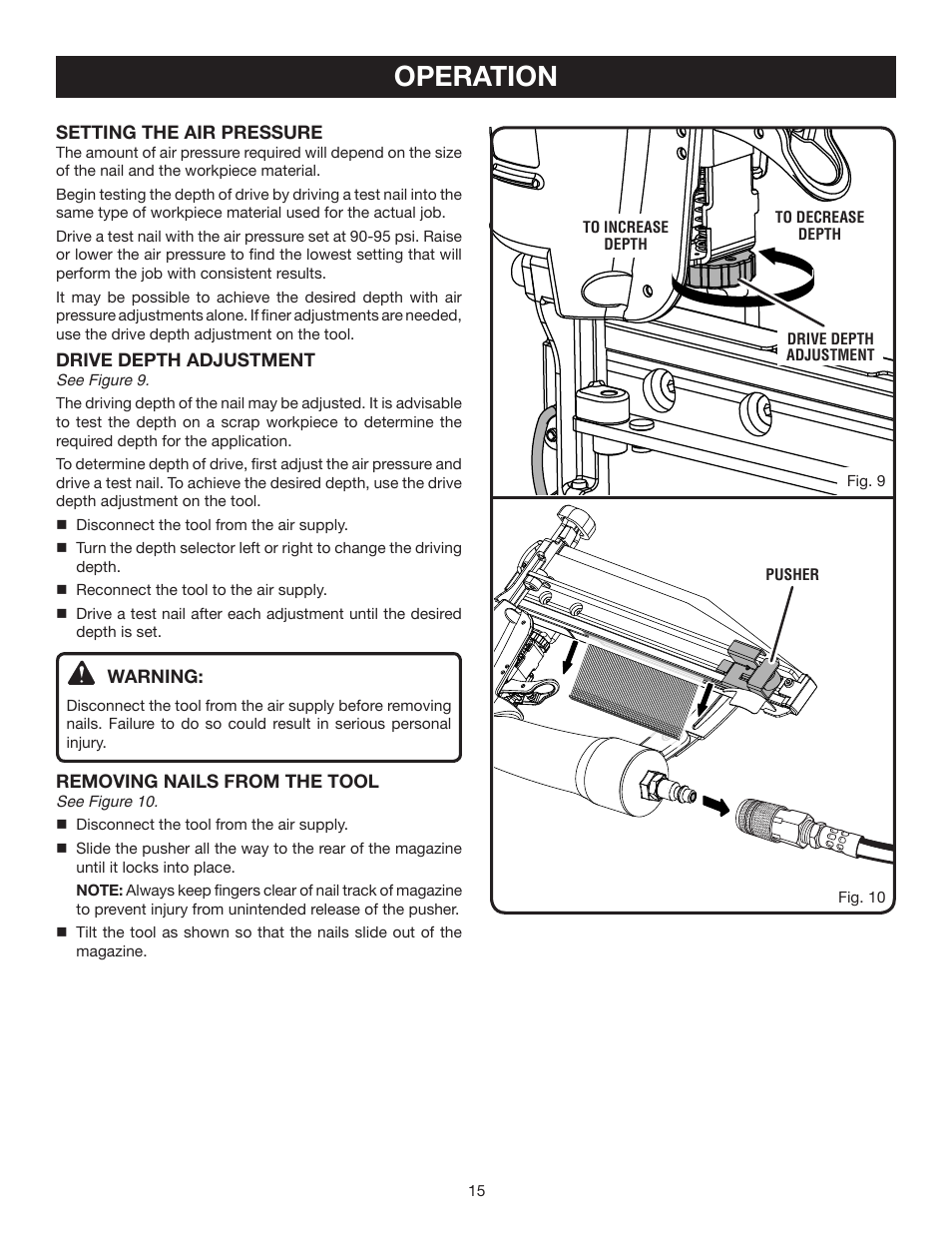 Operation | Ryobi YN250FS User Manual | Page 15 / 20