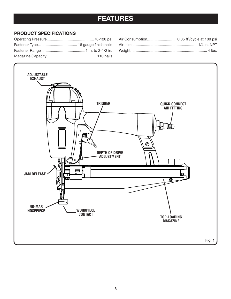 Features | Ryobi YN250FS User Manual | Page 8 / 20