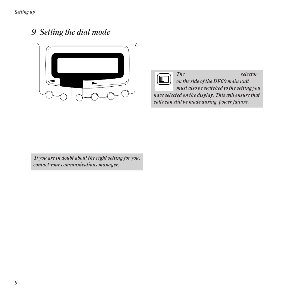 9 setting the dial mode | BT DF60 User Manual | Page 12 / 42