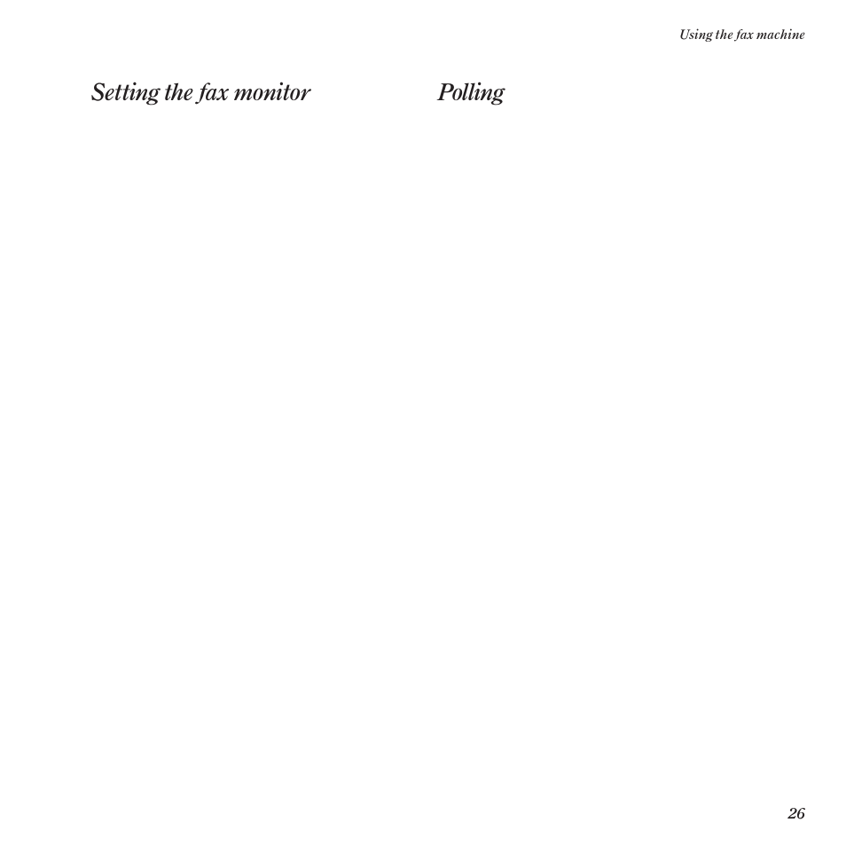 Setting the fax monitor, Polling | BT DF60 User Manual | Page 29 / 42