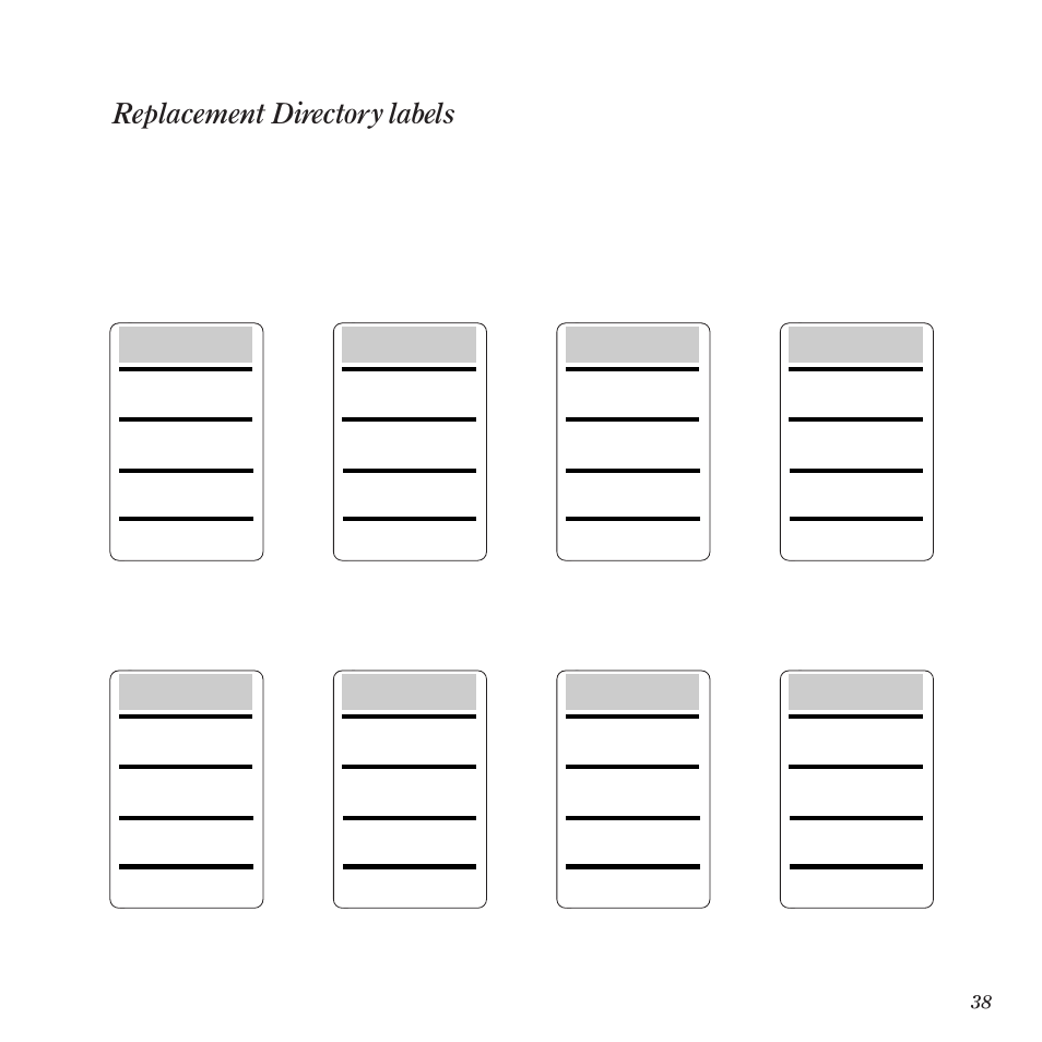 Replacement directory labels | BT DF60 User Manual | Page 41 / 42