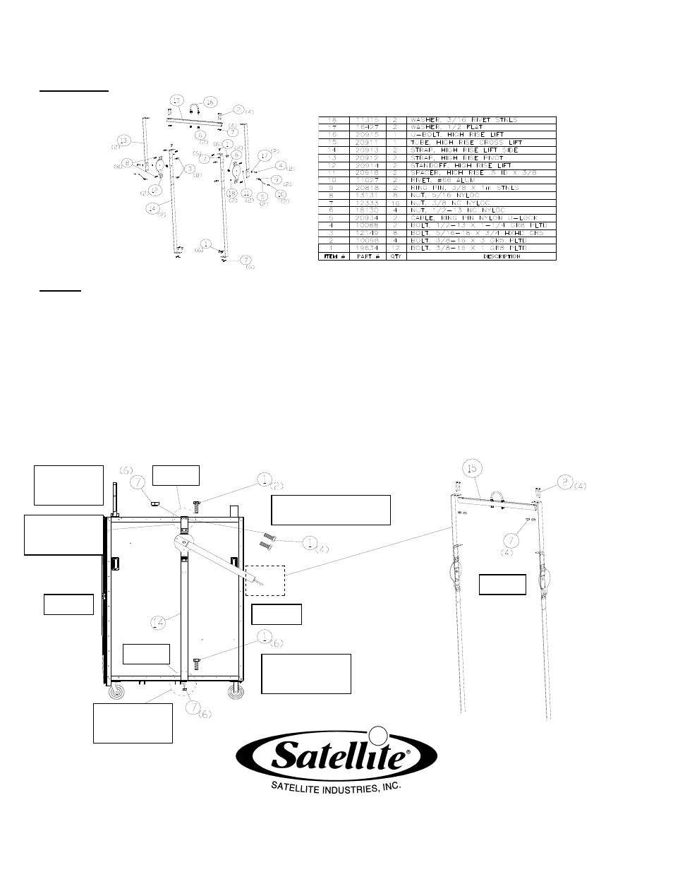 Satellite High Rise Lift Kit User Manual | 1 page