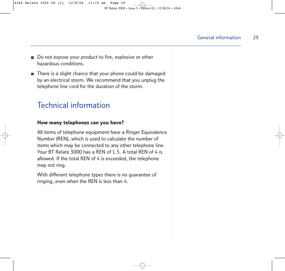 How many telephones can you, How many telephones can you have, Technical information | BT RELATE 3000 User Manual | Page 29 / 34