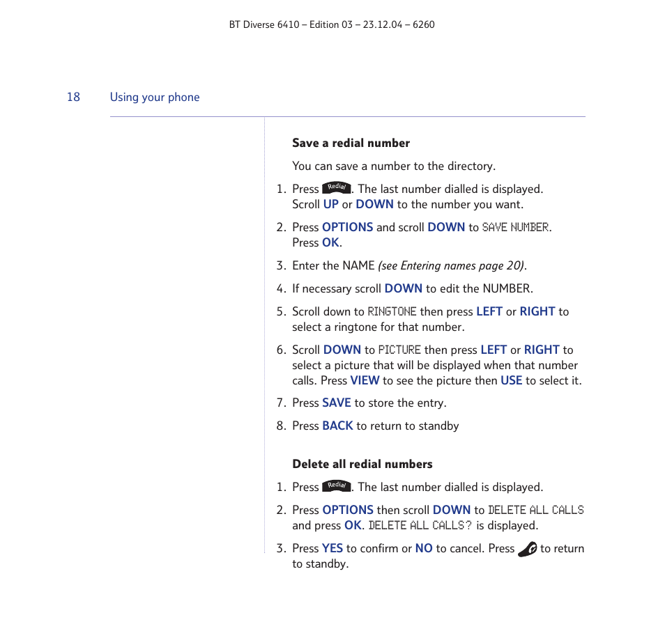 BT DIVERSE 6410 User Manual | Page 18 / 82