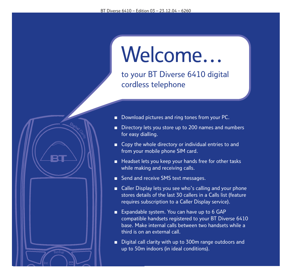 Welcome | BT DIVERSE 6410 User Manual | Page 2 / 82