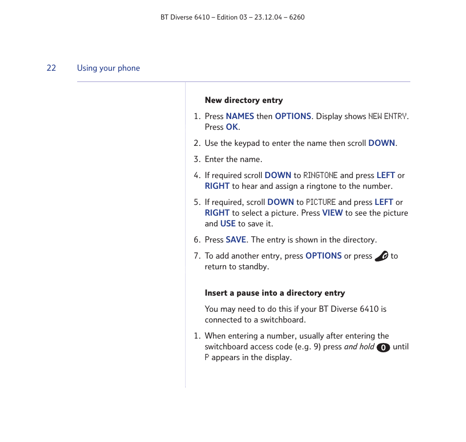 BT DIVERSE 6410 User Manual | Page 22 / 82