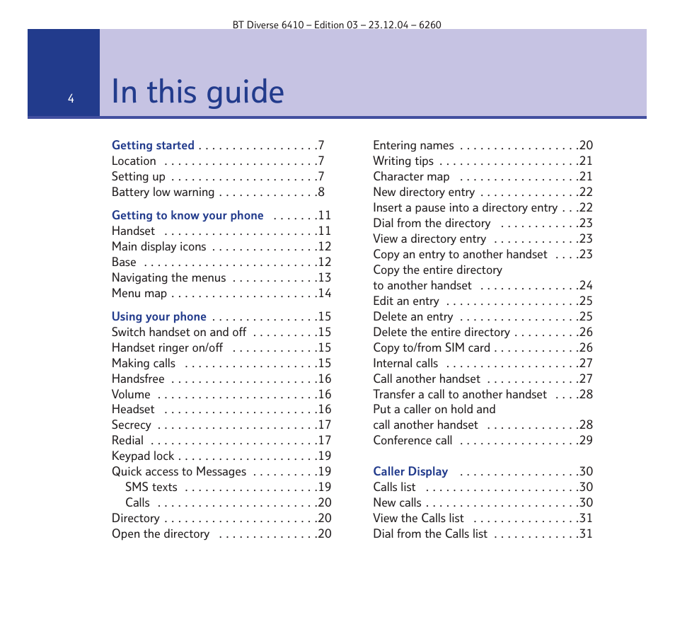 BT DIVERSE 6410 User Manual | Page 4 / 82