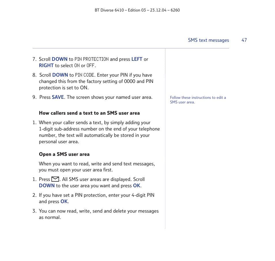 BT DIVERSE 6410 User Manual | Page 47 / 82