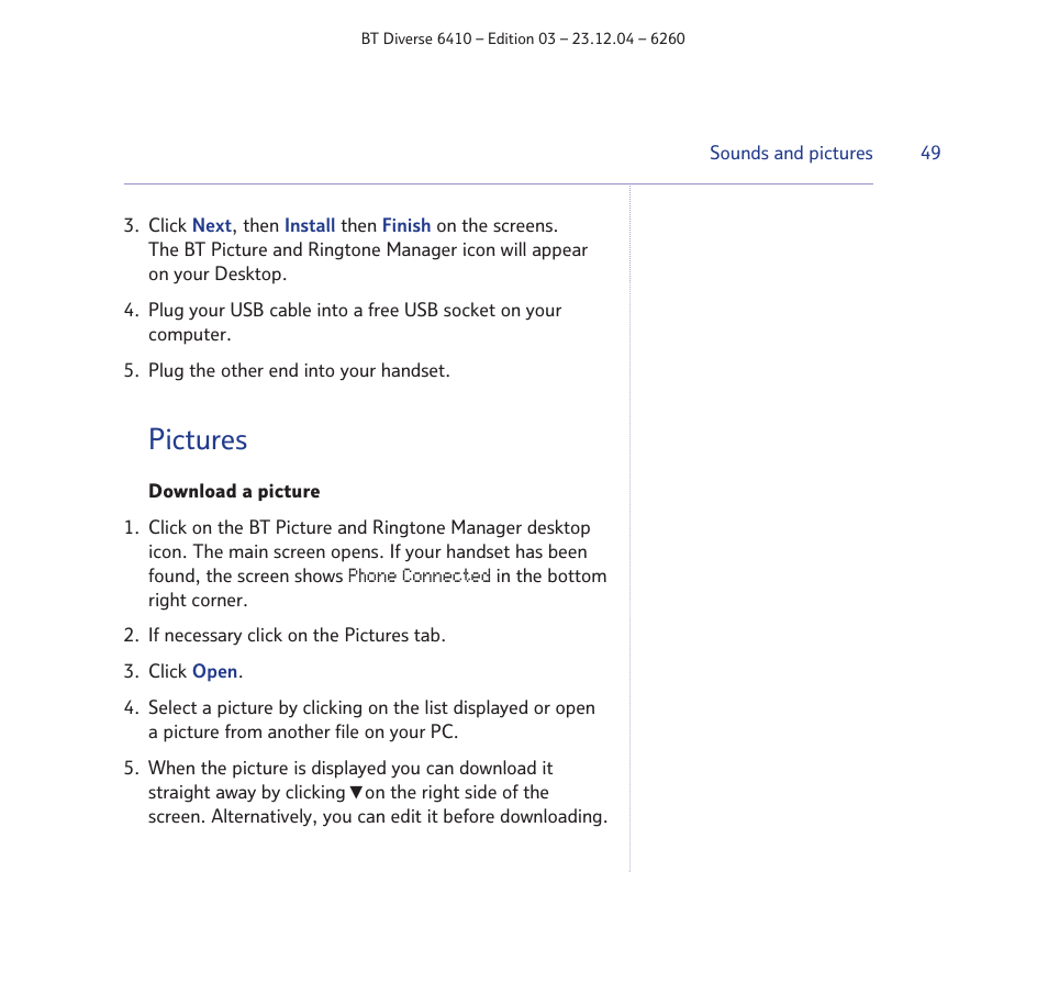 Pictures | BT DIVERSE 6410 User Manual | Page 49 / 82