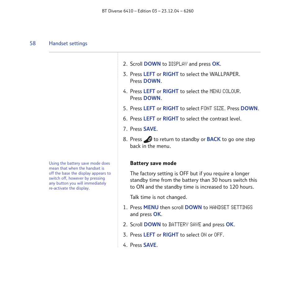 BT DIVERSE 6410 User Manual | Page 58 / 82