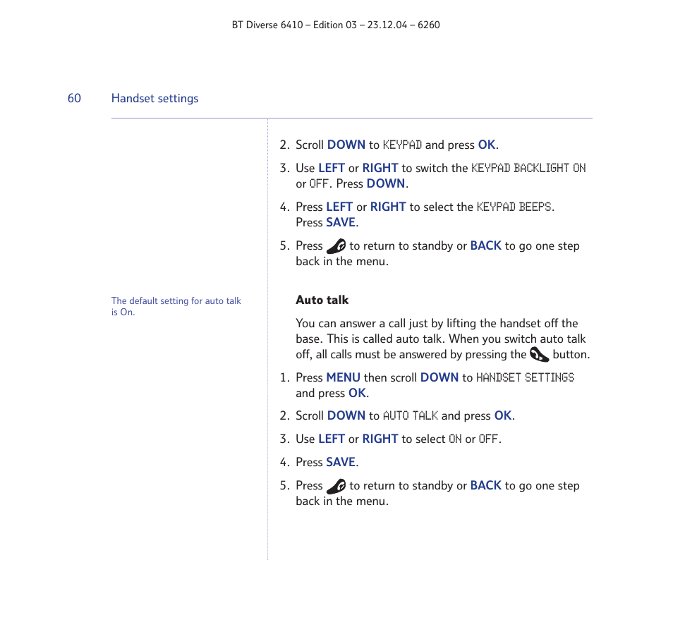 BT DIVERSE 6410 User Manual | Page 60 / 82