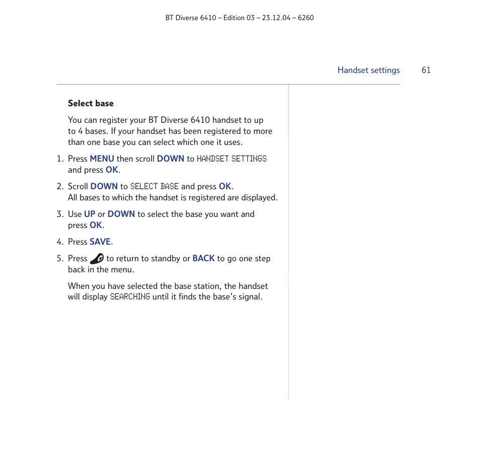 BT DIVERSE 6410 User Manual | Page 61 / 82