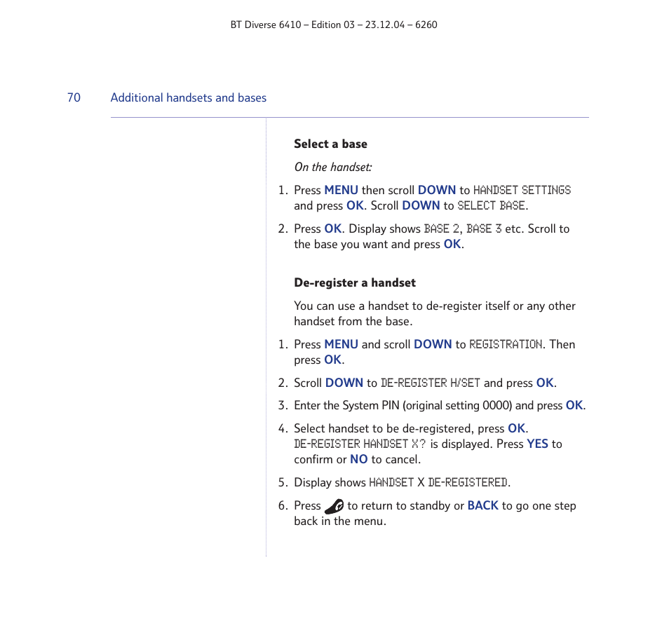 BT DIVERSE 6410 User Manual | Page 70 / 82