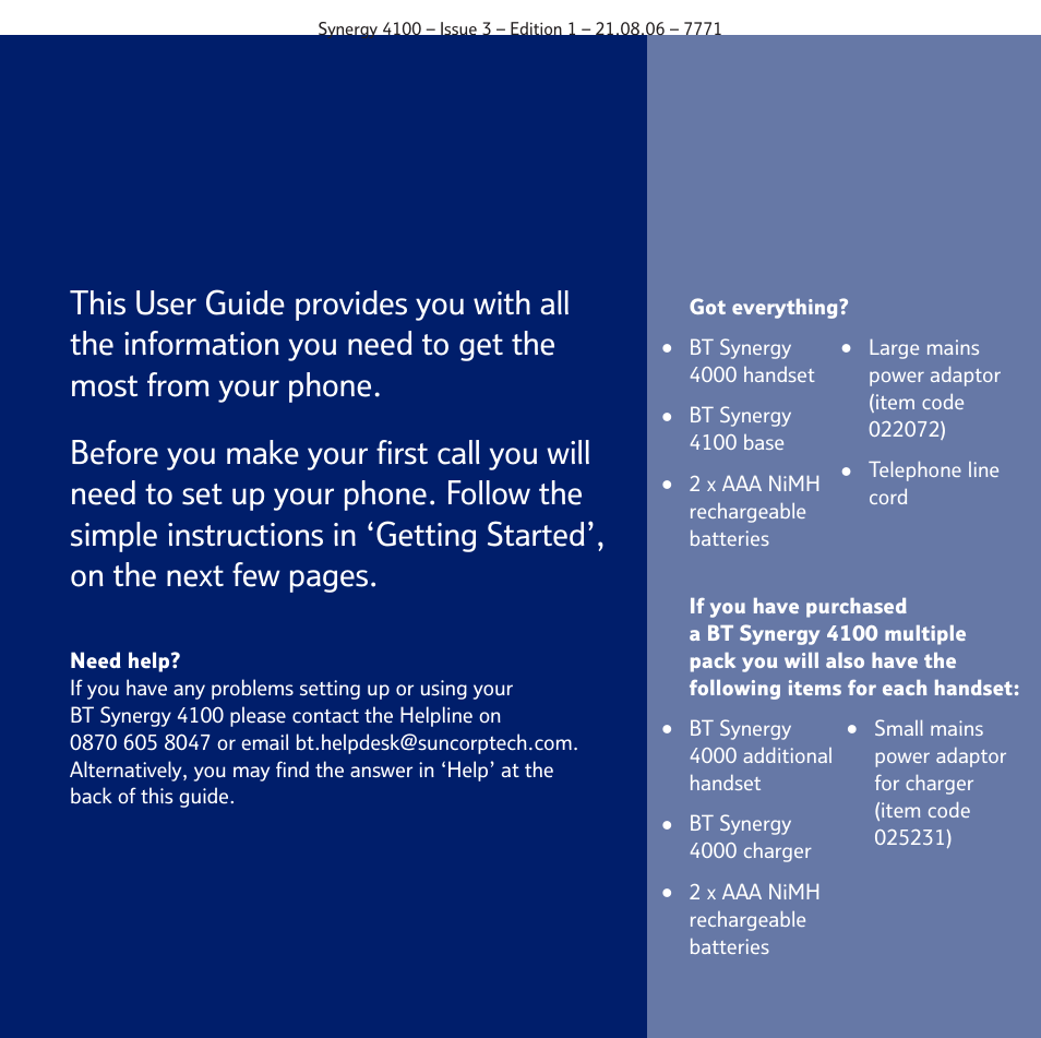 BT 4100 User Manual | Page 3 / 84