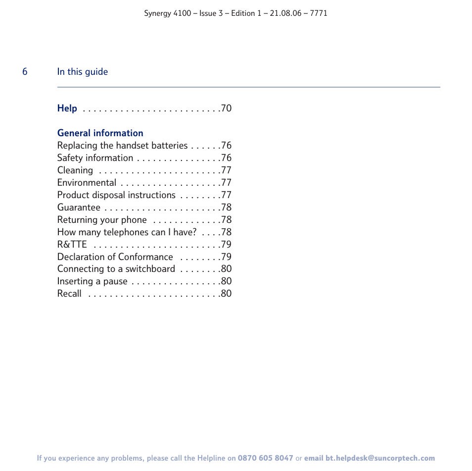 BT 4100 User Manual | Page 6 / 84