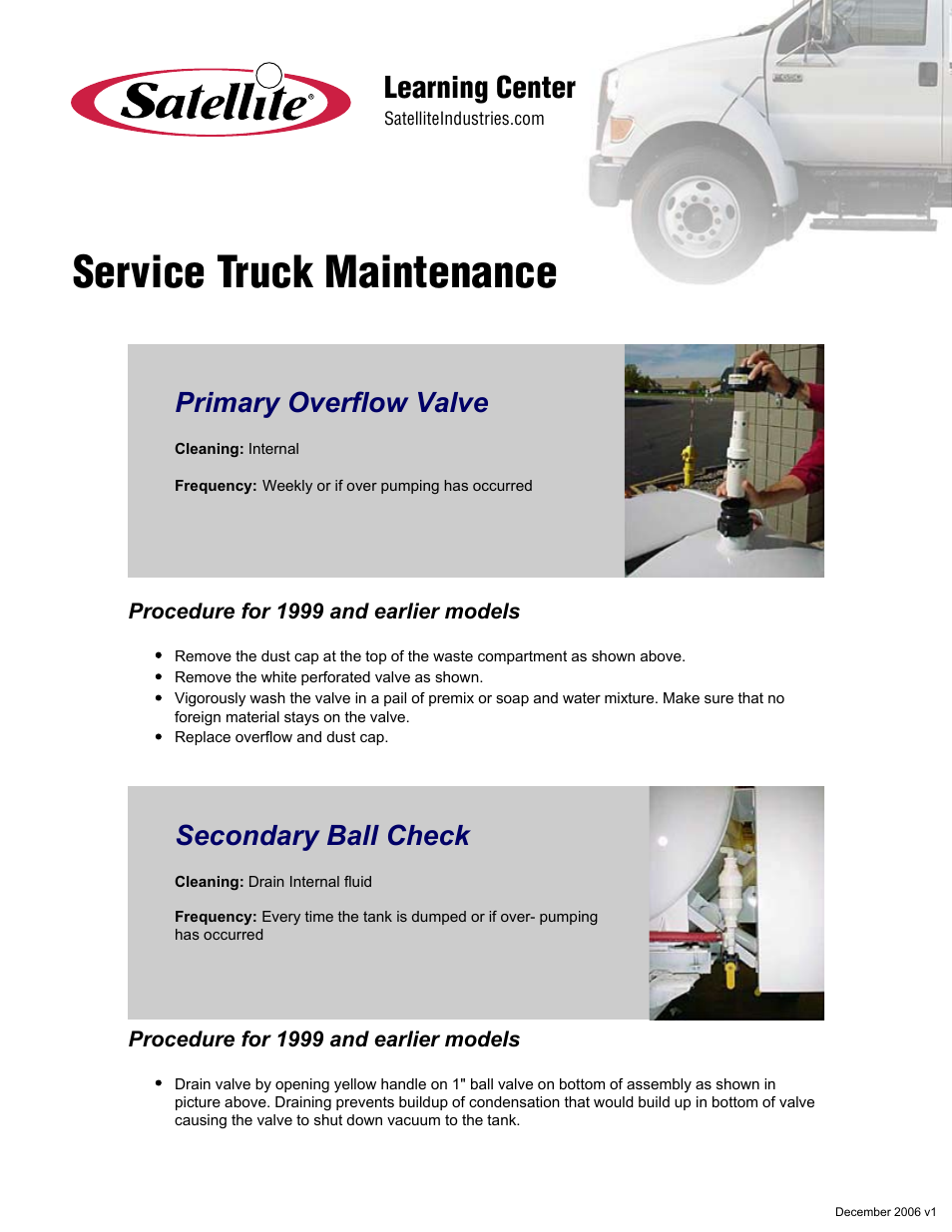 Satellite Maintenance Service Truck User Manual | 4 pages