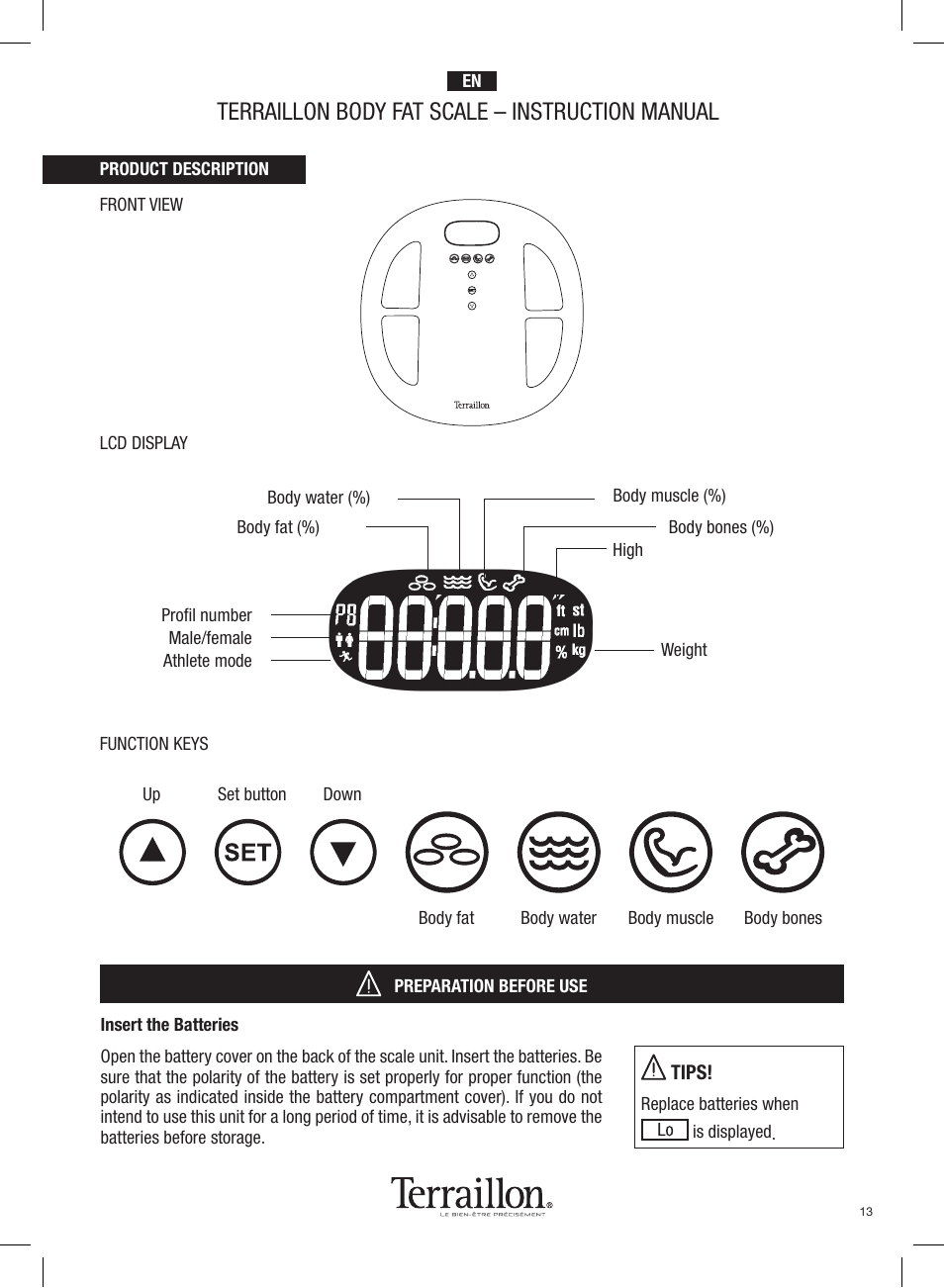 Terraillon body fat scale – instruction manual | Terraillon Pop Coach User Manual | Page 13 / 60