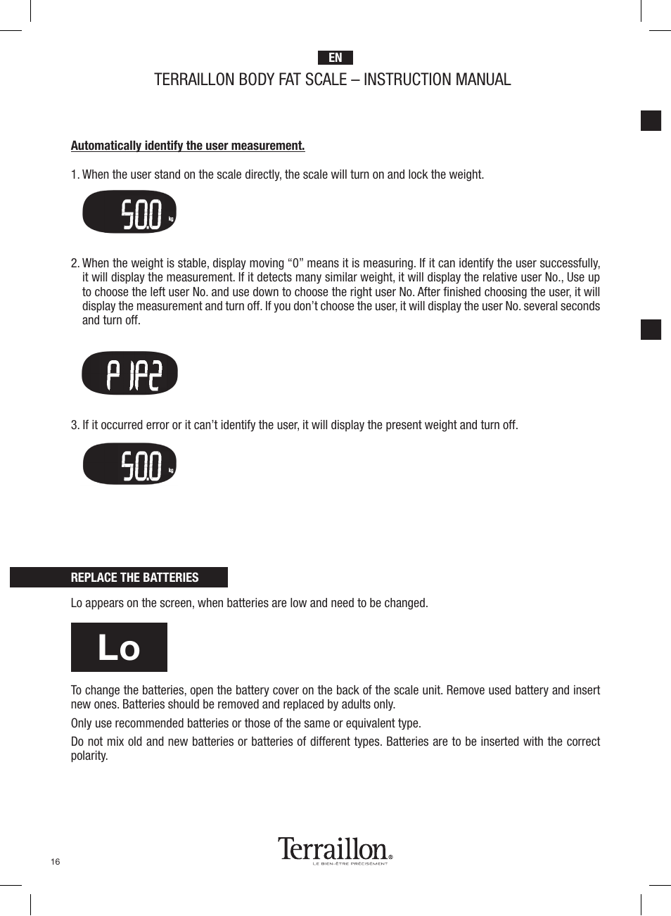 Terraillon body fat scale – instruction manual | Terraillon Pop Coach User Manual | Page 16 / 60