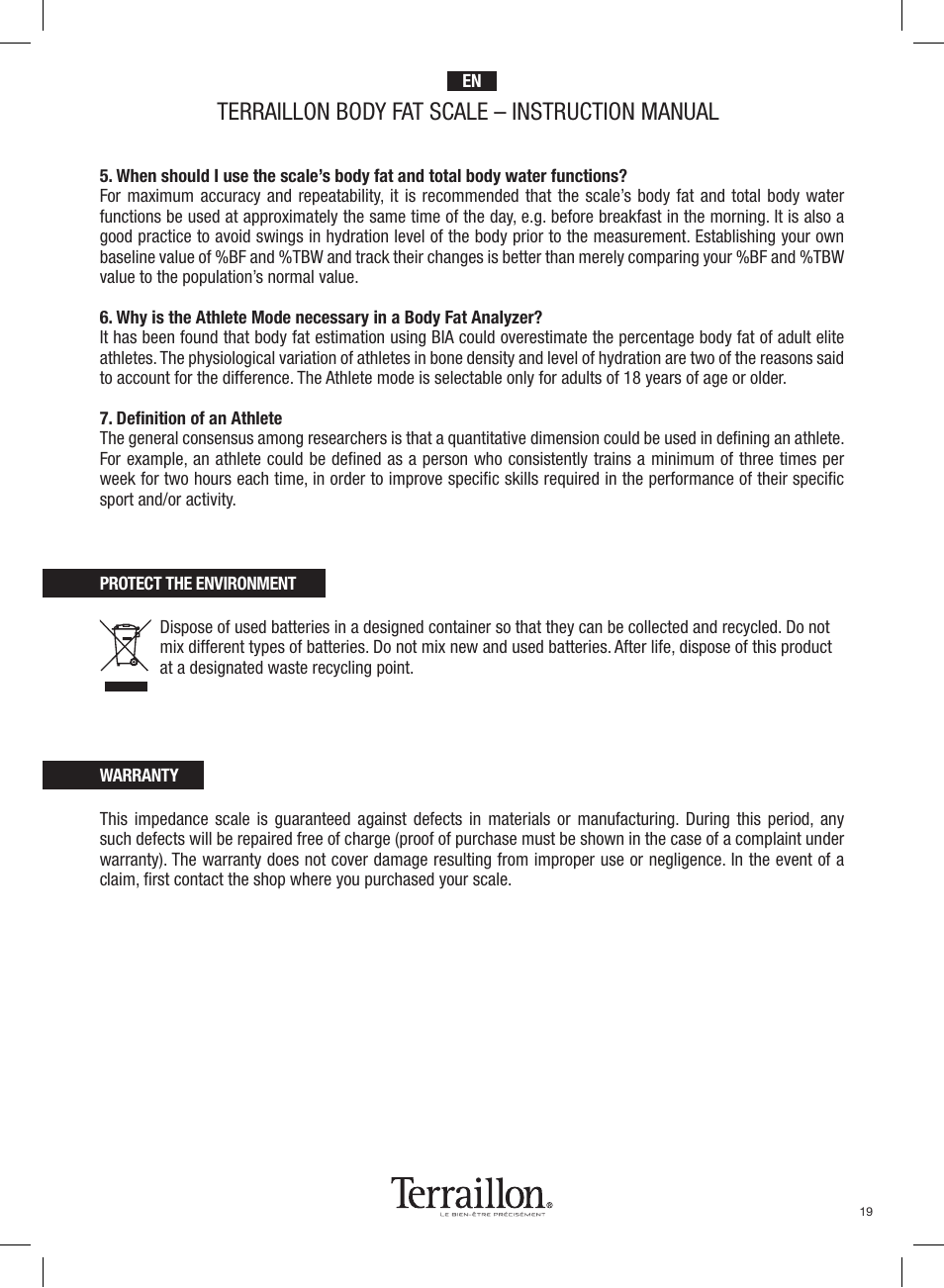 Terraillon body fat scale – instruction manual | Terraillon Pop Coach User Manual | Page 19 / 60