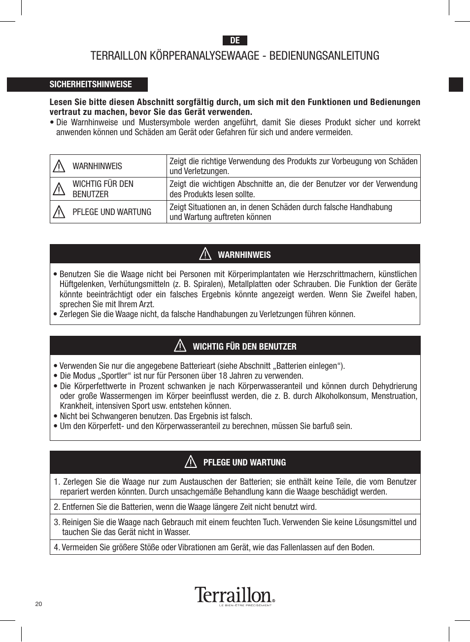 Terraillon Pop Coach User Manual | Page 20 / 60